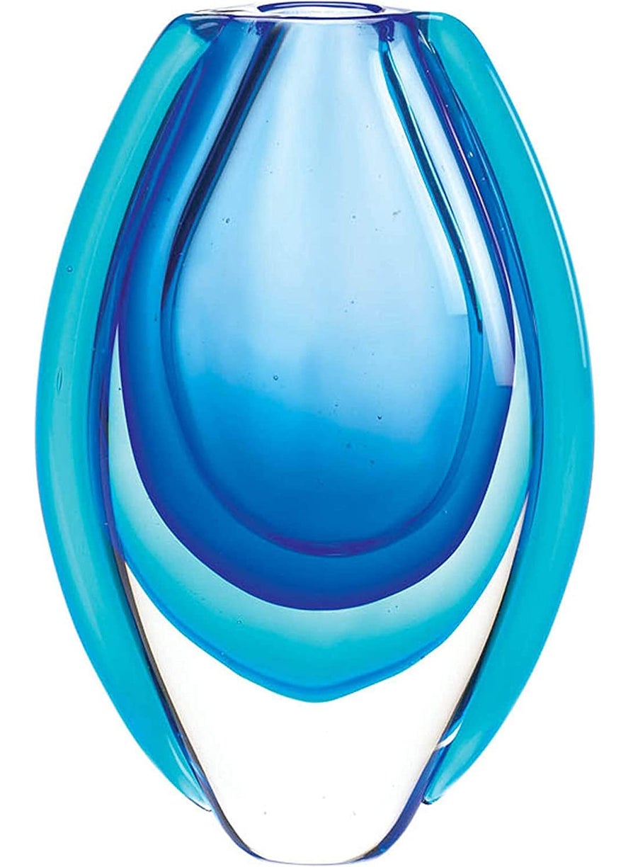 Accent Plus Accent Plus Glass Vase Coffee Table Decor Flower Vase Shelf Decor Kitchen Decor Vase Home Office Living Room Dining Room Shelf Decor Accents Wedding Centerpieces  Blue 5.5 X 2.5 X 8.5 inches  - Image 1