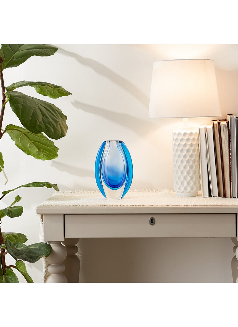 Accent Plus Accent Plus Glass Vase Coffee Table Decor Flower Vase Shelf Decor Kitchen Decor Vase Home Office Living Room Dining Room Shelf Decor Accents Wedding Centerpieces  Blue 5.5 X 2.5 X 8.5 inches  - Image 2
