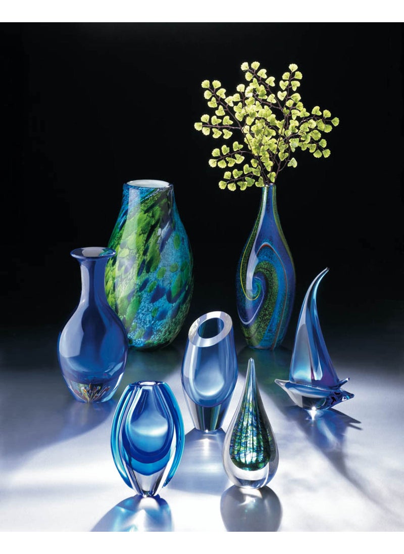 Accent Plus Accent Plus Glass Vase Coffee Table Decor Flower Vase Shelf Decor Kitchen Decor Vase Home Office Living Room Dining Room Shelf Decor Accents Wedding Centerpieces  Blue 5.5 X 2.5 X 8.5 inches  - Image 5