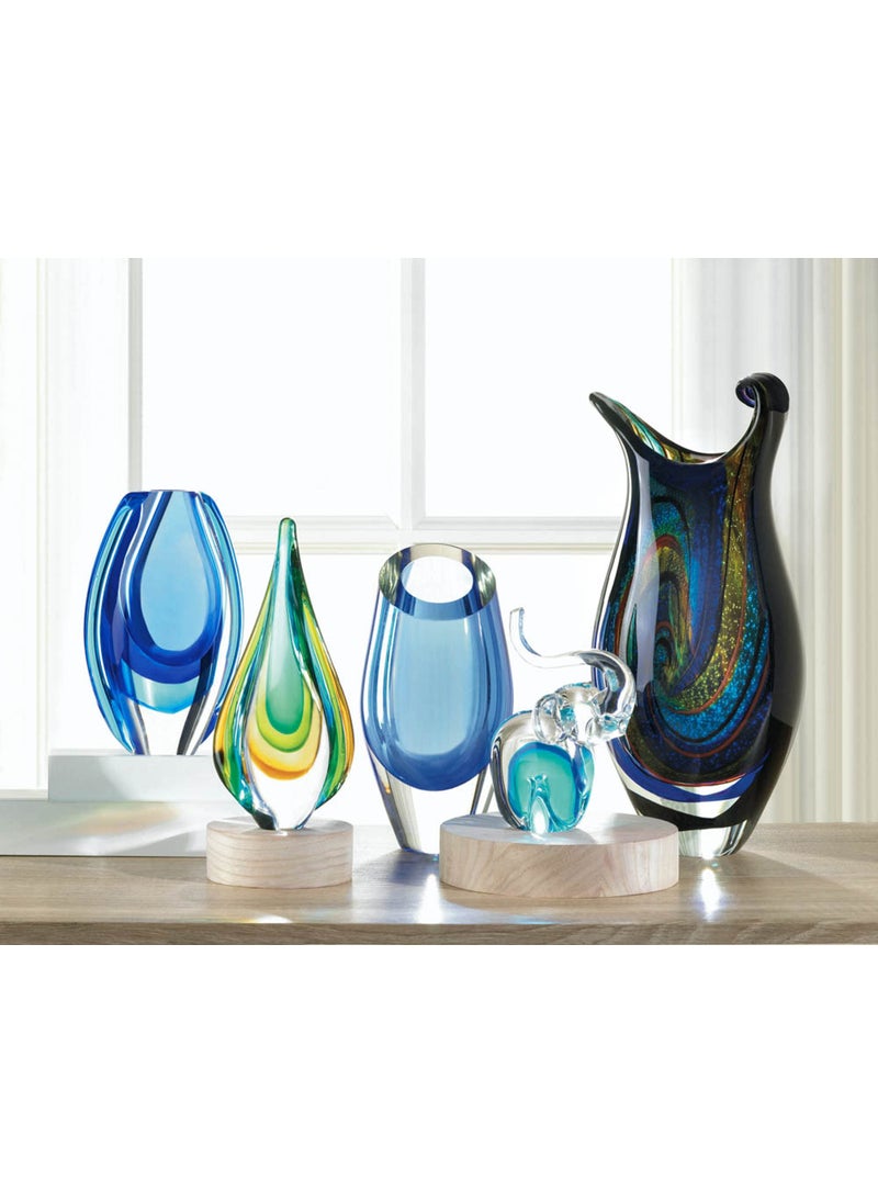 Accent Plus Accent Plus Glass Vase Coffee Table Decor Flower Vase Shelf Decor Kitchen Decor Vase Home Office Living Room Dining Room Shelf Decor Accents Wedding Centerpieces  Blue 5.5 X 2.5 X 8.5 inches  - Image 4