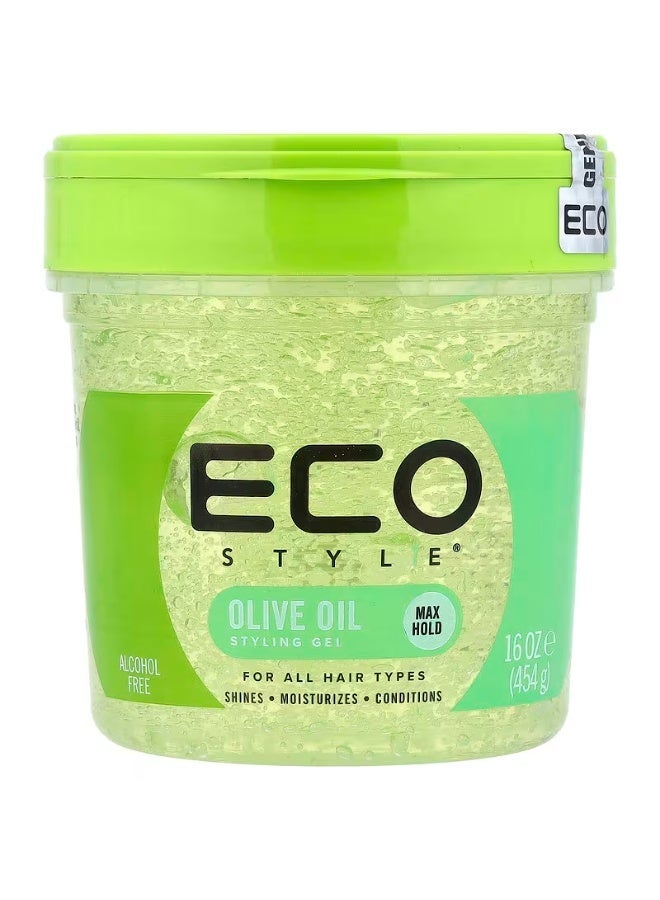 Eco Style, Styling Gel, Max Hold, All Hair Types, Olive Oil, 16 oz (454 g) - Image 1