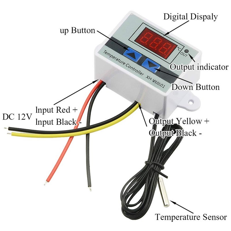 محكم درجة الحرارة الذكي الرقمي للكمبيوتر الصغير XH-W3001 مع شاشة LED مفتاح الثرموستات المصغر لمفتاح التحكم في درجة الحرارة للتسخين/التبريد مع مسبار المستشعر المقاوم للماء - Image 5