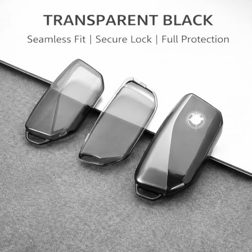 JVCV® Soft TPU Transparent Cover Compatible with BMW 2023 New 7 Series 740i 760i X1 X7 XM IX I7, X5 smart Key (Transparent Black.). - Image 3
