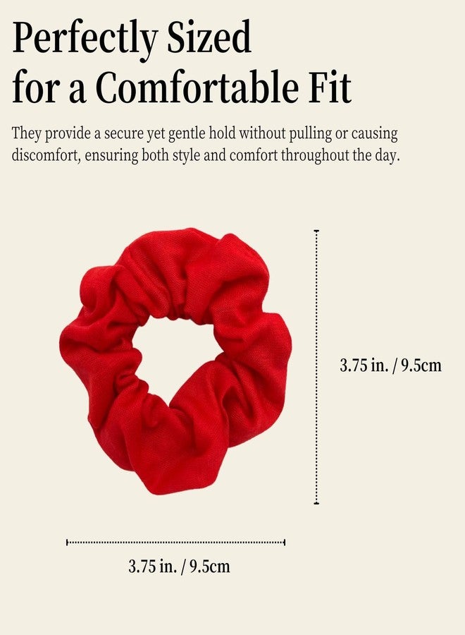 MDSTYLE 2 Pack Hair Scrunchies for Women & Girls - Soft Cotton - No Damage Hair Ties for Thick Hair, Pony Tails - Hair Bands, Ponytail Holder (Red) - Image 4