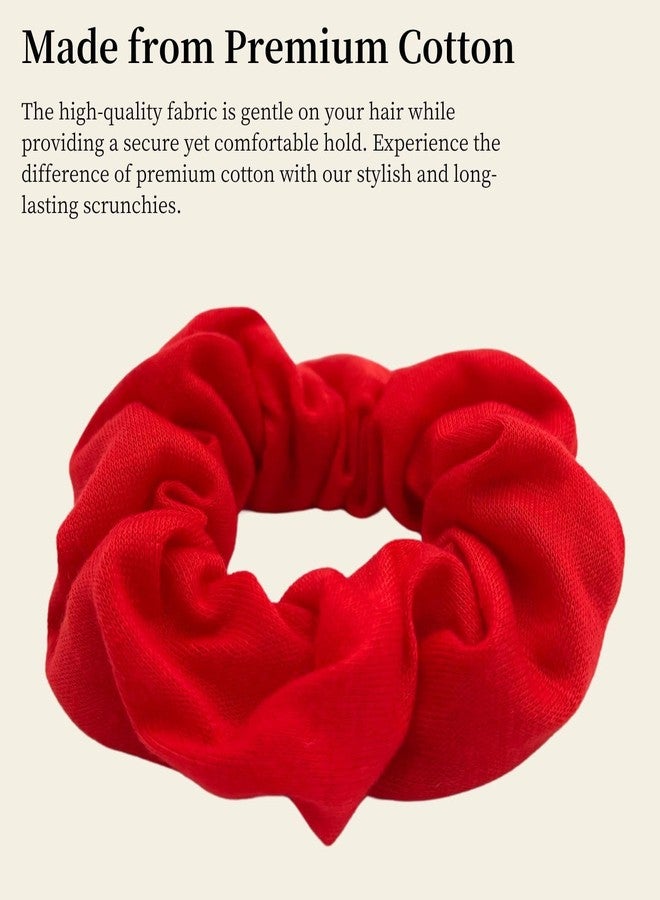 MDSTYLE 2 Pack Hair Scrunchies for Women & Girls - Soft Cotton - No Damage Hair Ties for Thick Hair, Pony Tails - Hair Bands, Ponytail Holder (Red) - Image 5