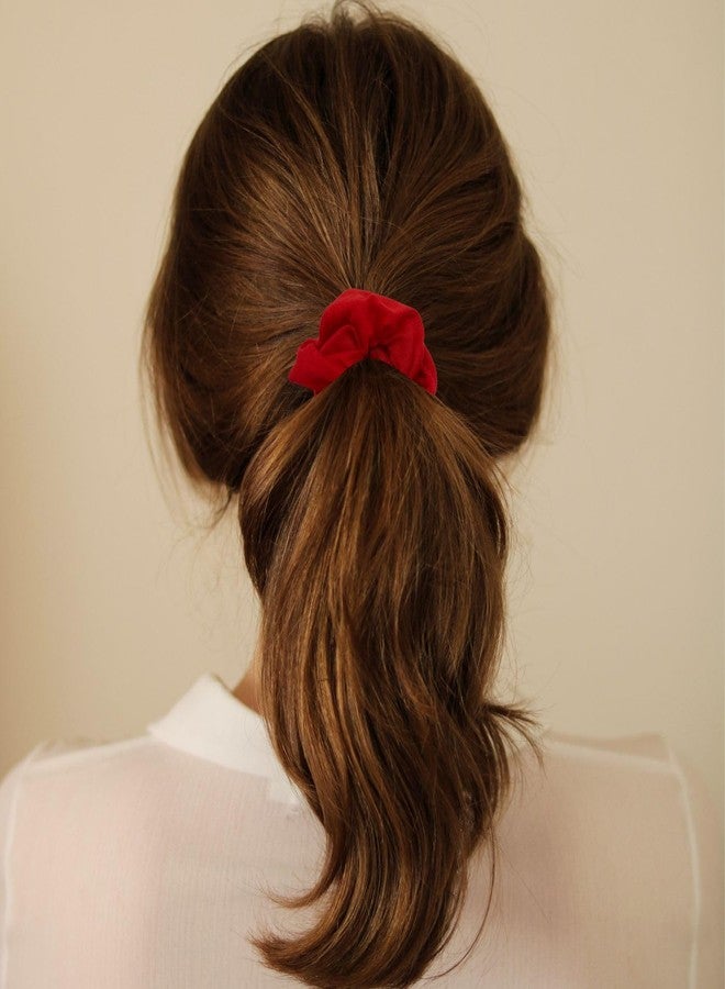 MDSTYLE 2 Pack Hair Scrunchies for Women & Girls - Soft Cotton - No Damage Hair Ties for Thick Hair, Pony Tails - Hair Bands, Ponytail Holder (Red) - Image 3