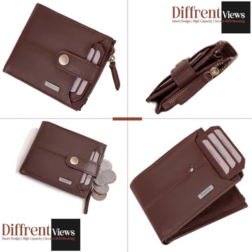 RIGOHILL Doger Brown Mens Leather Wallet | Genuine Leather Wallet with RFID Blocking | Gift Set for Men - Image 5