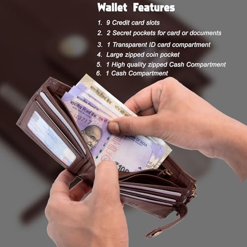 RIGOHILL Doger Brown Mens Leather Wallet | Genuine Leather Wallet with RFID Blocking | Gift Set for Men - Image 4