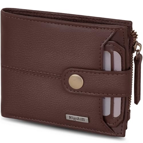 RIGOHILL Doger Brown Mens Leather Wallet | Genuine Leather Wallet with RFID Blocking | Gift Set for Men - Image 1