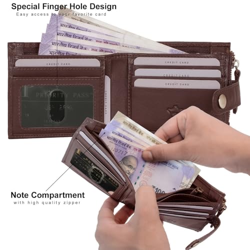 RIGOHILL Doger Brown Mens Leather Wallet | Genuine Leather Wallet with RFID Blocking | Gift Set for Men - Image 3