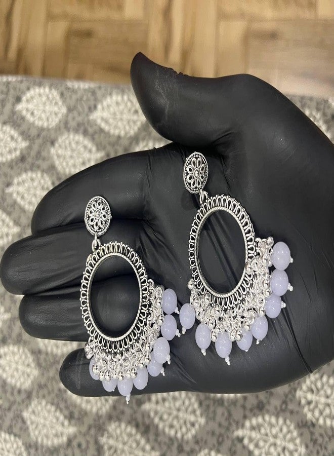 IRIKA Round Jhumka Bezels – Silver Coated with Black + White Beads | Anti-Tarnish Earring Base for Resin Art | Handcrafted in India | DIY Jewelry Making Findings – Pack of 2 - Image 5