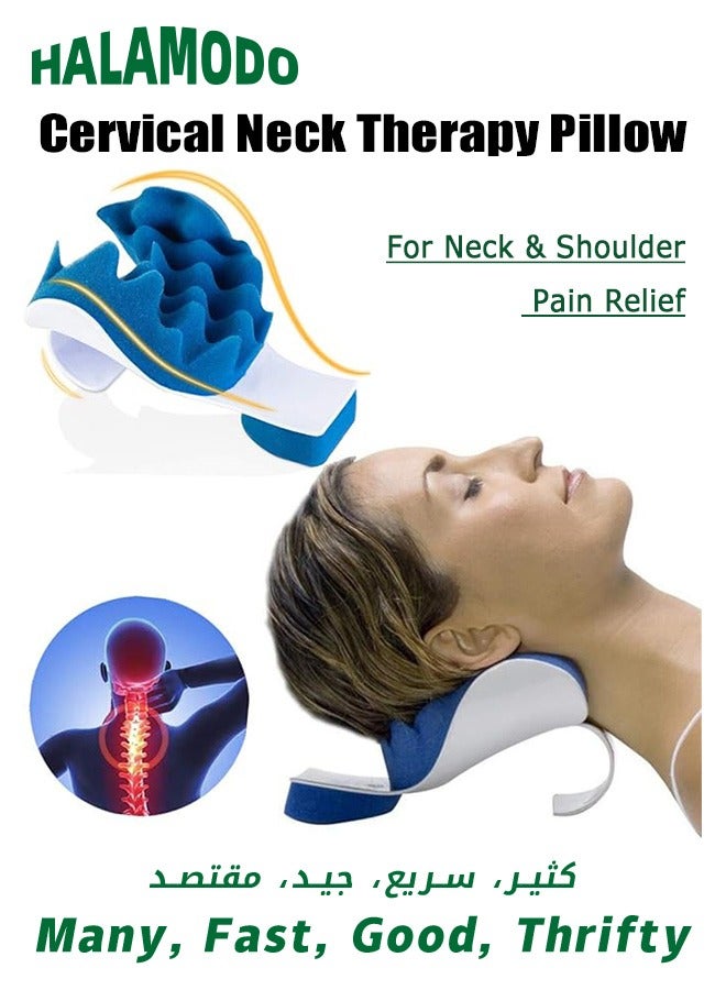 Neck and Shoulder Relaxer, Cervical Neck Pillow, Chiropractic Pillow, Gentle Neck Head Therapy Pillow, Neck Traction Device Pillow, for Neck and Shoulder Pain Relief - Image 1