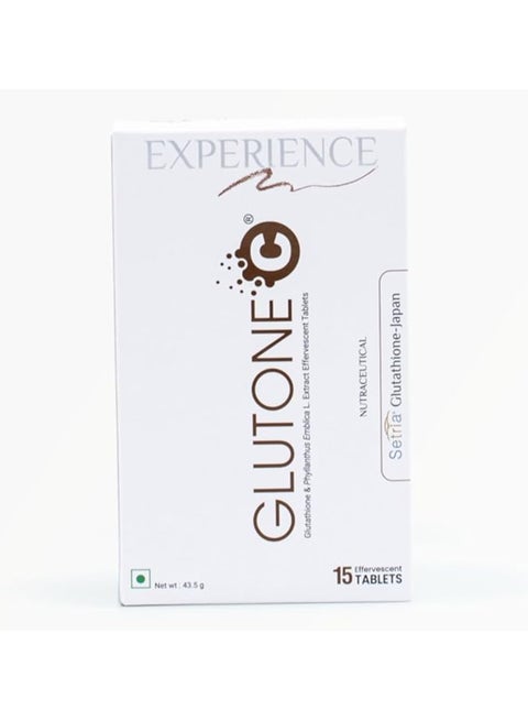 GLUTONE Glutone C–Glutathione & Vitamin C Effervescent Tablets| Made with  Setria L-Glutathione, Amla extract & Selenium| Even Tone & Glowing Skin|  Pack of 15 Tablets | Best Price KSA