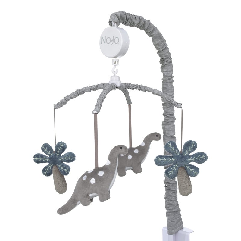 NoJo BabySaurus Gray Brontosaurus Palm Tree Musical Mobile Grey Charcoal