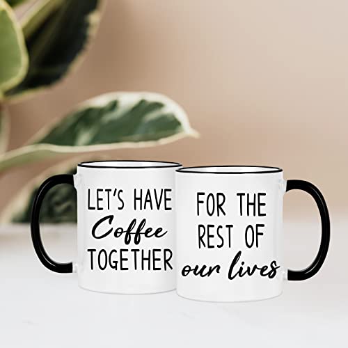 Maustic Wedding Engagement Newlywed Gifts for Couples, His and Hers Mr and Mrs Gifts, Bridal Shower Gift, Let's Have Coffee Together for the Rest of Our Lives Coffee Mugs Set,11 Oz - Image 4