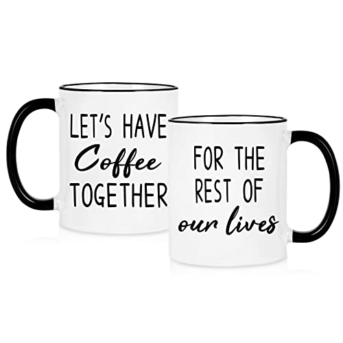 Maustic Wedding Engagement Newlywed Gifts for Couples, His and Hers Mr and Mrs Gifts, Bridal Shower Gift, Let's Have Coffee Together for the Rest of Our Lives Coffee Mugs Set,11 Oz - Image 1