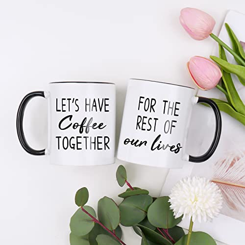 Maustic Wedding Engagement Newlywed Gifts for Couples, His and Hers Mr and Mrs Gifts, Bridal Shower Gift, Let's Have Coffee Together for the Rest of Our Lives Coffee Mugs Set,11 Oz - Image 3