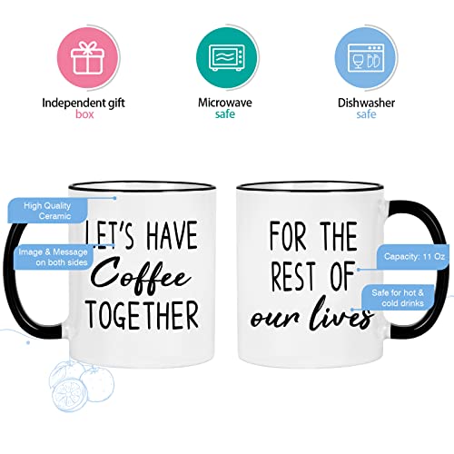 Maustic Wedding Engagement Newlywed Gifts for Couples, His and Hers Mr and Mrs Gifts, Bridal Shower Gift, Let's Have Coffee Together for the Rest of Our Lives Coffee Mugs Set,11 Oz - Image 5
