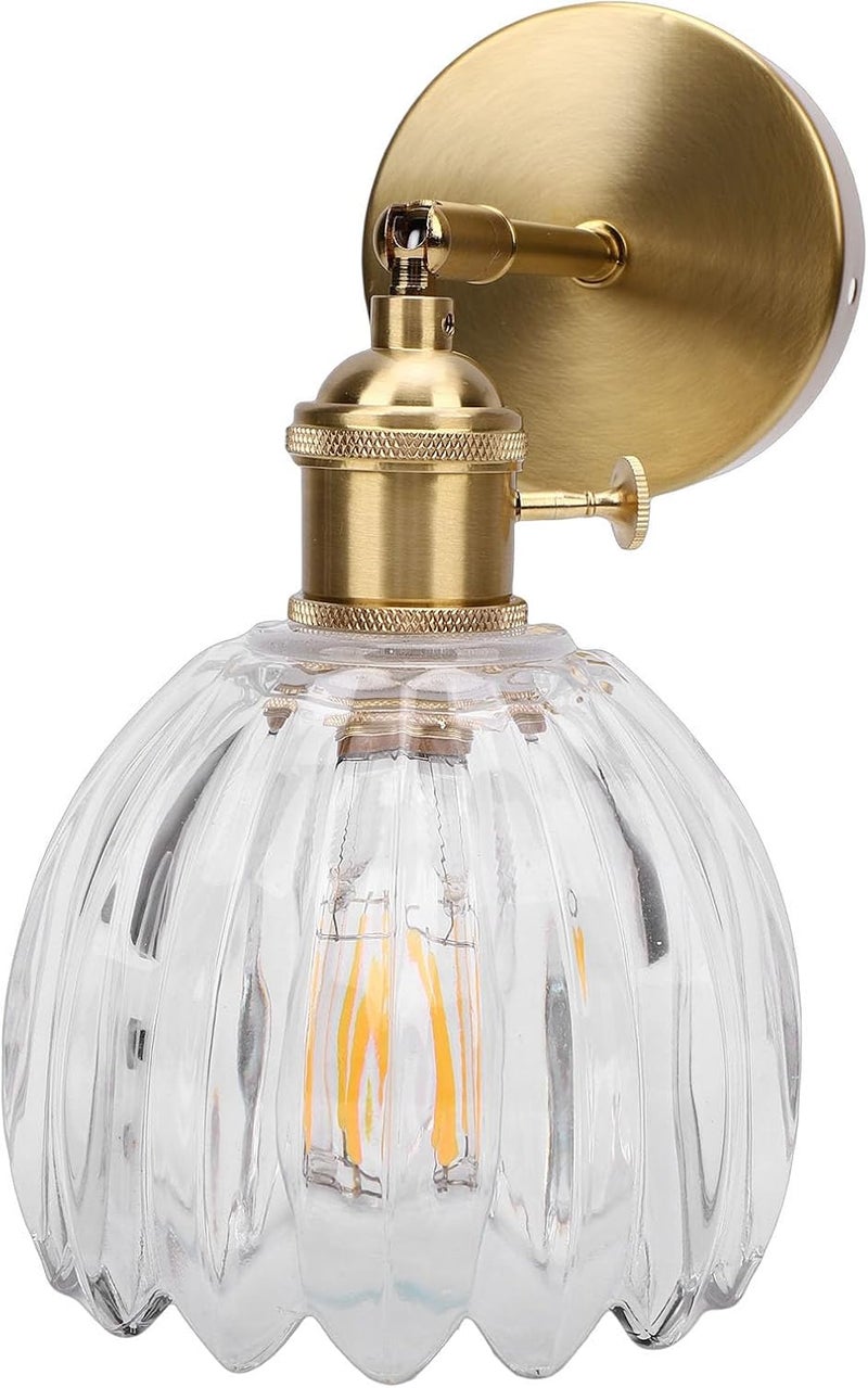 Wall Lamp, Wall Sconce Glass Lampshade Minimalist Aluminum Alloy Vintage Lamp for Cafe Bedroom Restaurant (Transparent Lampshade) - Image 4