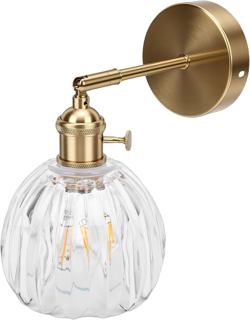 Wall Lamp, Wall Sconce Glass Lampshade Minimalist Aluminum Alloy Vintage Lamp for Cafe Bedroom Restaurant (Transparent Lampshade) - Image 5