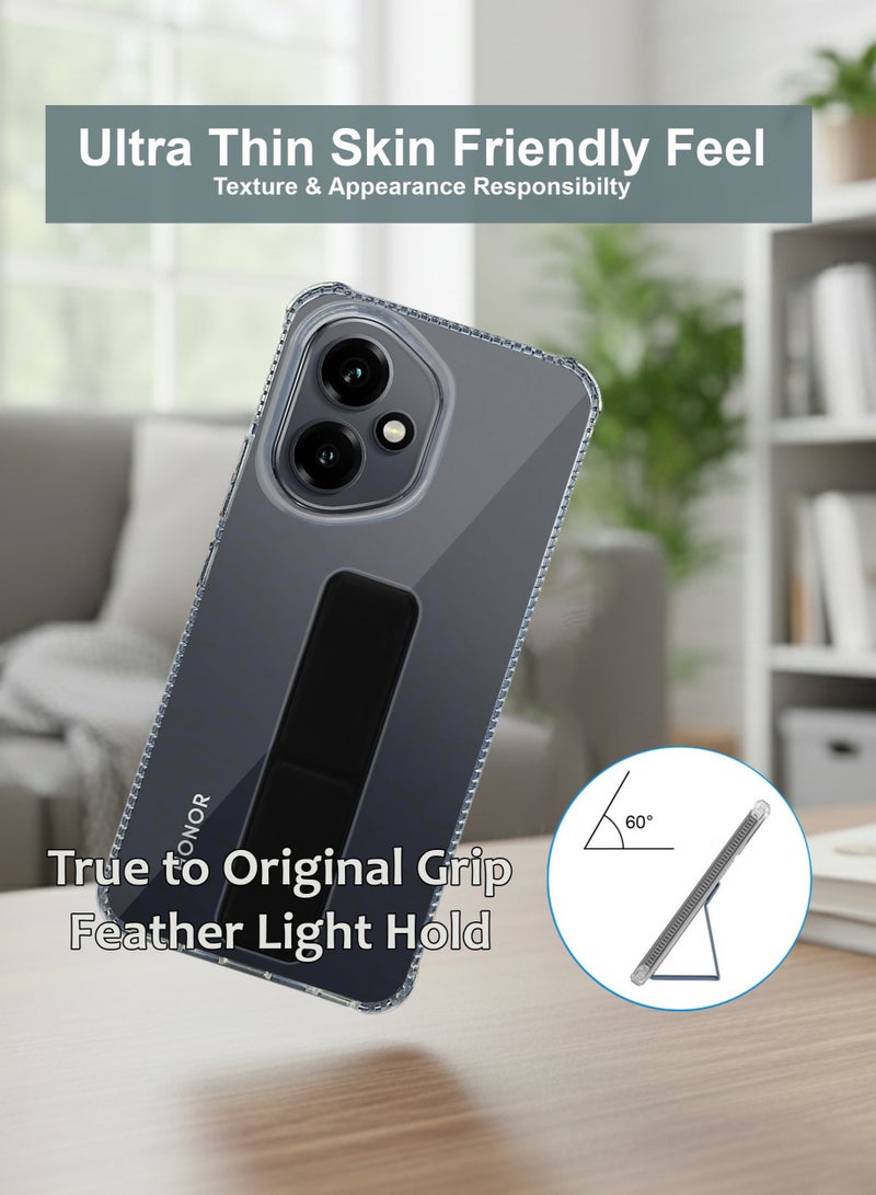 جراب حماية مزود بمقبض يدوي لهاتف Honor 400 - حامل مغناطيسي ومسند لهاتف Honor 400 - قبضة قوية لحامل السيارة المغناطيسي، جراب سيليكون أنيق وشفاف وعملي، أقصى درجات الراحة ومشاهدة بدون استخدام اليدين - شفاف/أسود - Image 2