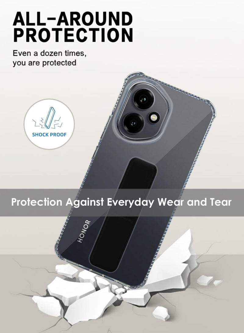 جراب حماية مزود بمقبض يدوي لهاتف Honor 400 - حامل مغناطيسي ومسند لهاتف Honor 400 - قبضة قوية لحامل السيارة المغناطيسي، جراب سيليكون أنيق وشفاف وعملي، أقصى درجات الراحة ومشاهدة بدون استخدام اليدين - شفاف/أسود - Image 3