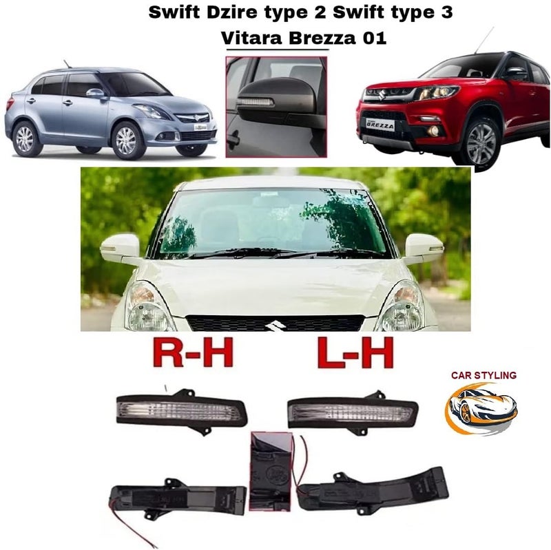 Car Styling -Left n Right Side Mirror Indicator Turn Signal Led Lights with Scotch Lock -(20122), Pair compatible with Maruti Car Swift (2012-2017) & Swift Dzire T2, Ertiga 2012-2017. - Image 4