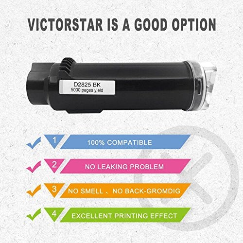VICTORSTAR 5 Packs Compatible Toner Cartridge S2825 H625 H825 (2BK + C + Y + M )【Extra High Yield】 5000 Pages for BK & 4000 Pages for C/M/Y for Dell Laser Printers H625 cdw / H825cdw / S2825cdn (5C) - Image 3