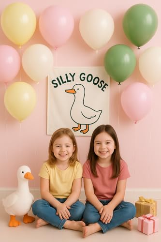 Beaumode One Silly Goose Balloon Arch Kit with Walking Goose and Gingham Foil Balloons for Boys Girls Goose First Birthday Baby Shower Vintage Pink Blue Green Yellow Gingham Party Decorations Pink - Image 5