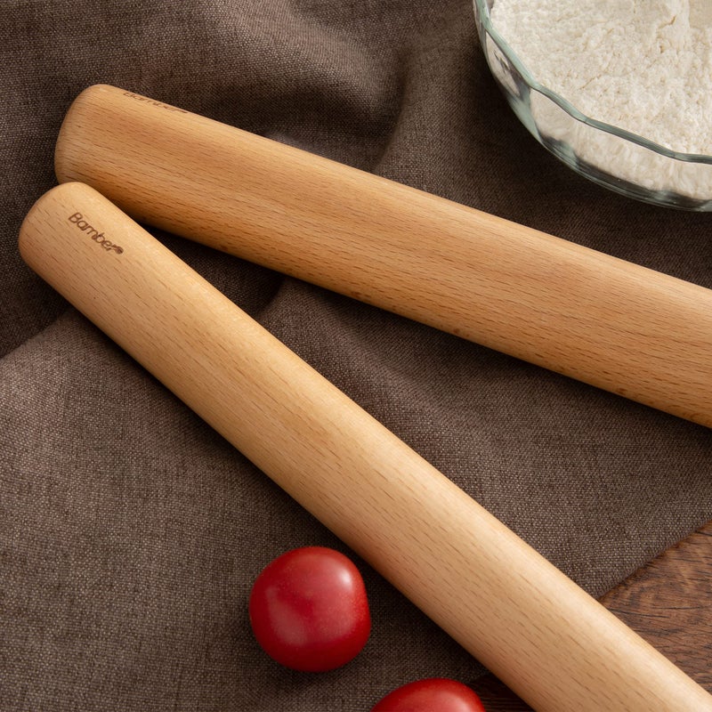 Bamber Wood Rolling Pin for Baking Wooden Rolling Dowel Stick Dough Roller for Cookie Dumpling Pastry Pizza Tortilla, 15'' by 1.5'' - Image 4