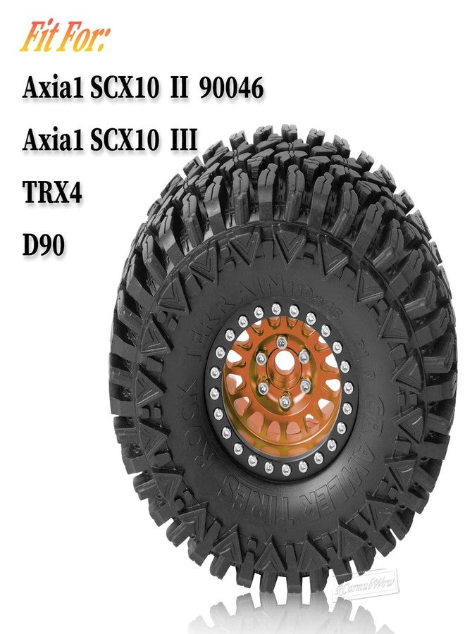 عجلات وإطارات RcarmubWow RC مقاس 1.9 بوصة بتقنية Beadlock لسيارات الزحف RC من طراز TRX4، وAxia1 SCX10 II 90046، وSCX10 III، وD90 بمقياس 1/10، مصنوعة من سبائك معدنية بتقنية Beadlock، وإطارات مطاطية ناعمة بتقنية Beadlock مقاس 1.9 بوصة، 4 قطع، لون برونزي - Image 2