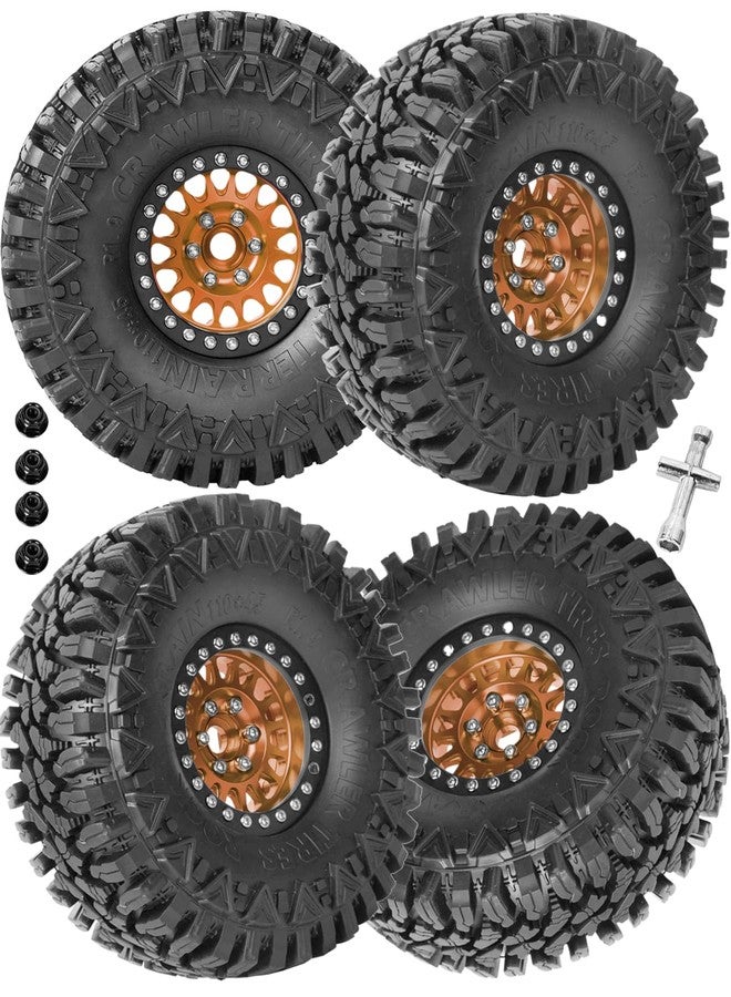 عجلات وإطارات RcarmubWow RC مقاس 1.9 بوصة بتقنية Beadlock لسيارات الزحف RC من طراز TRX4، وAxia1 SCX10 II 90046، وSCX10 III، وD90 بمقياس 1/10، مصنوعة من سبائك معدنية بتقنية Beadlock، وإطارات مطاطية ناعمة بتقنية Beadlock مقاس 1.9 بوصة، 4 قطع، لون برونزي - Image 1