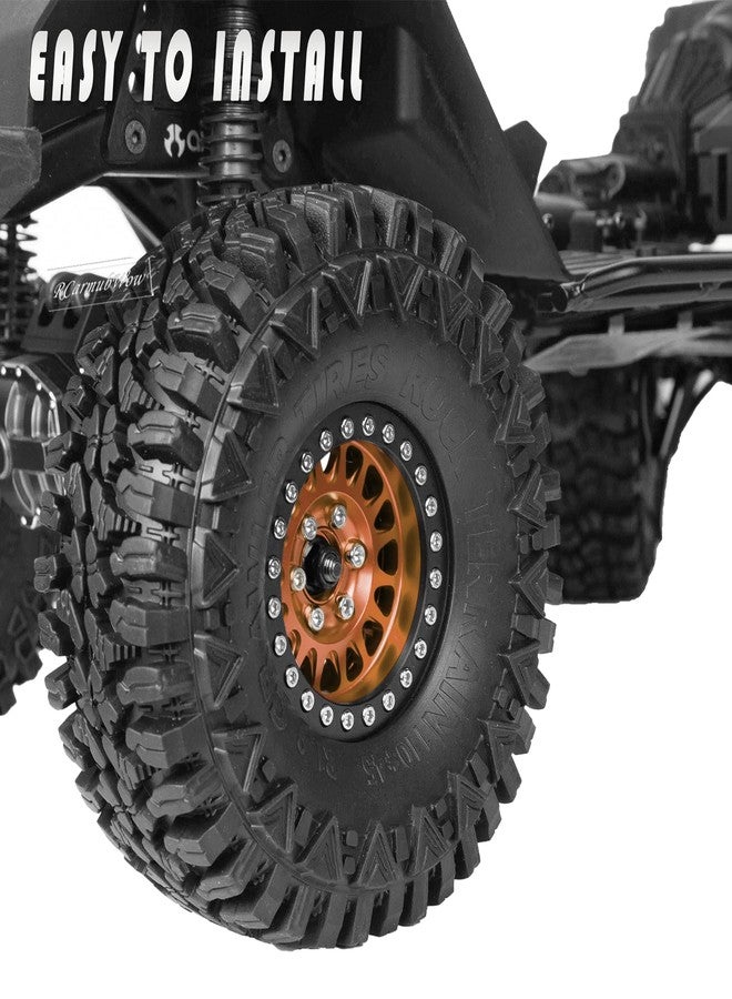 عجلات وإطارات RcarmubWow RC مقاس 1.9 بوصة بتقنية Beadlock لسيارات الزحف RC من طراز TRX4، وAxia1 SCX10 II 90046، وSCX10 III، وD90 بمقياس 1/10، مصنوعة من سبائك معدنية بتقنية Beadlock، وإطارات مطاطية ناعمة بتقنية Beadlock مقاس 1.9 بوصة، 4 قطع، لون برونزي - Image 4