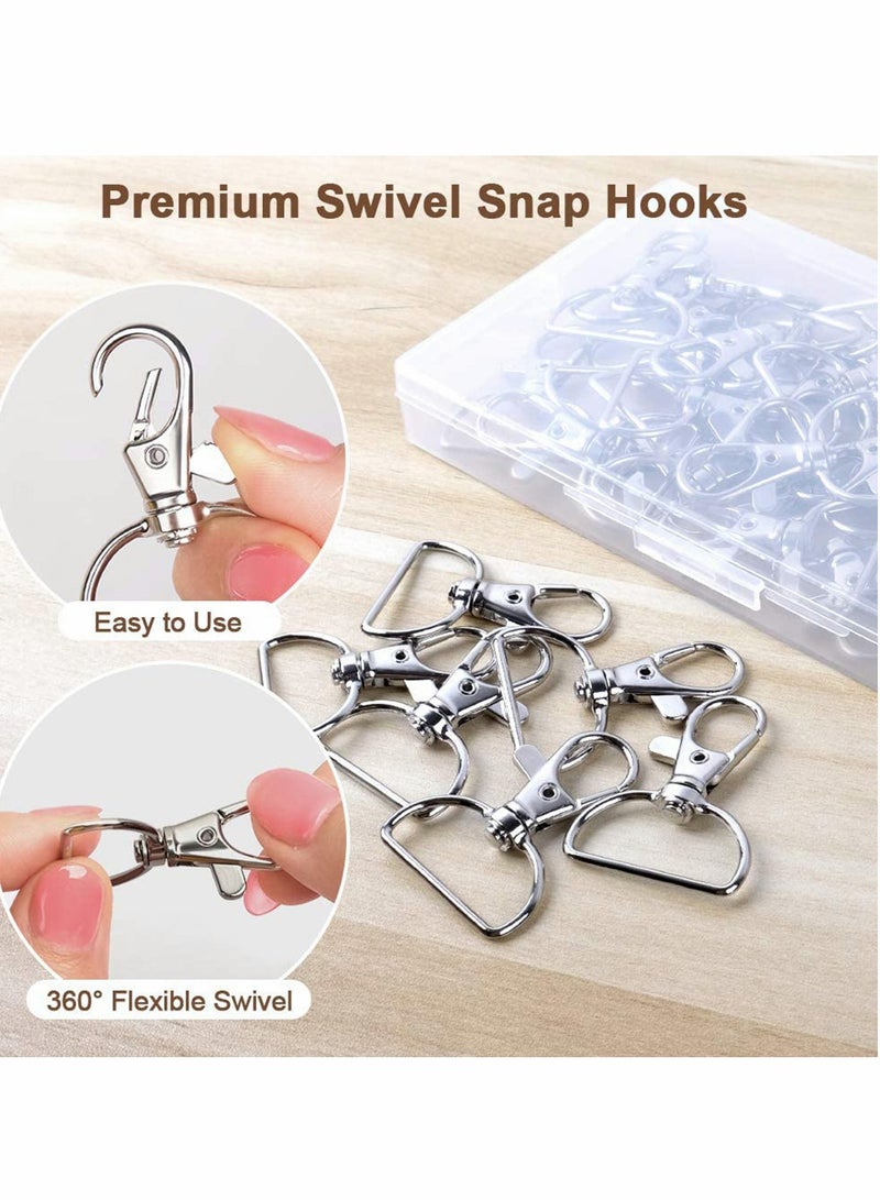 SYOSI 40 Pcs Lobster Clasp 360° Swivel Lobster Clasp Keychain with D Rings Premium Silver Metal Clasps for Lanyards or DIY Handcraft - Image 2
