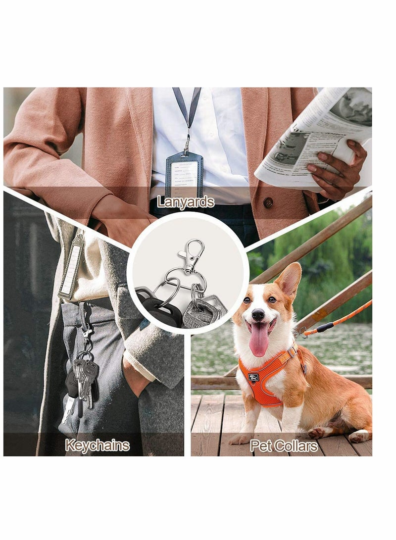 SYOSI 40 Pcs Lobster Clasp 360° Swivel Lobster Clasp Keychain with D Rings Premium Silver Metal Clasps for Lanyards or DIY Handcraft - Image 3