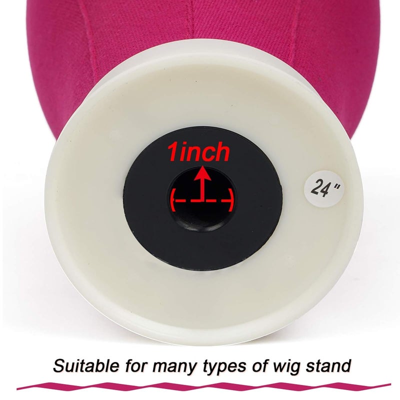 Bileaf 24 Inch Poly Canvas Block Wig Mannequin Head Set with Stand - Pink Styling Manikin Head Display with Mount Holes - Image 3