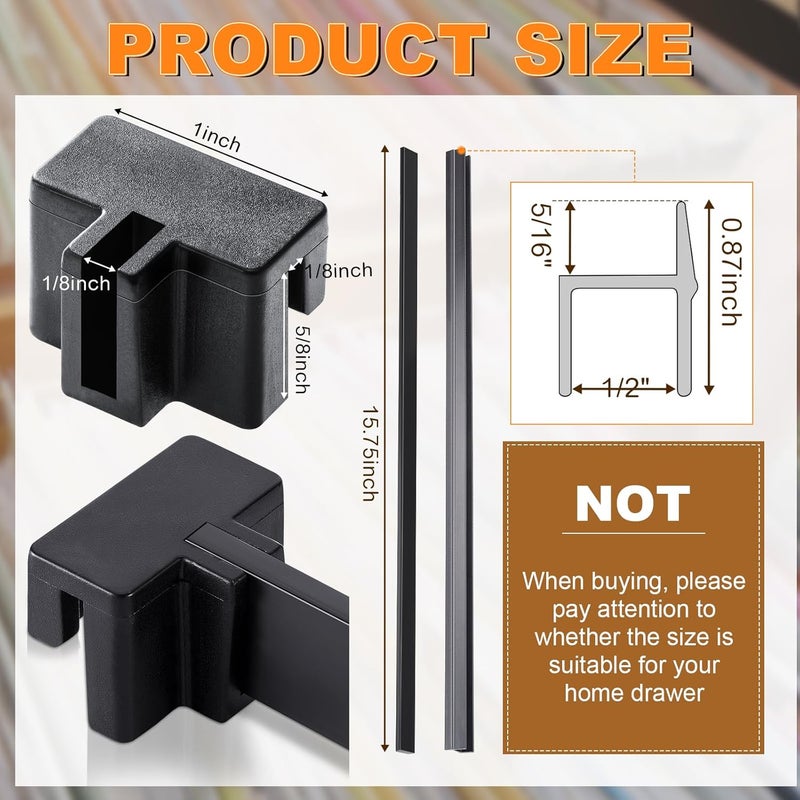 Epakh 14 Pcs File Cabinet Rails Set 12 Drawer Sides Hanging File Rail Clips PVC Storage Folder Plastic Clips for Drawer Holder OrganizerPlastic - Image 3