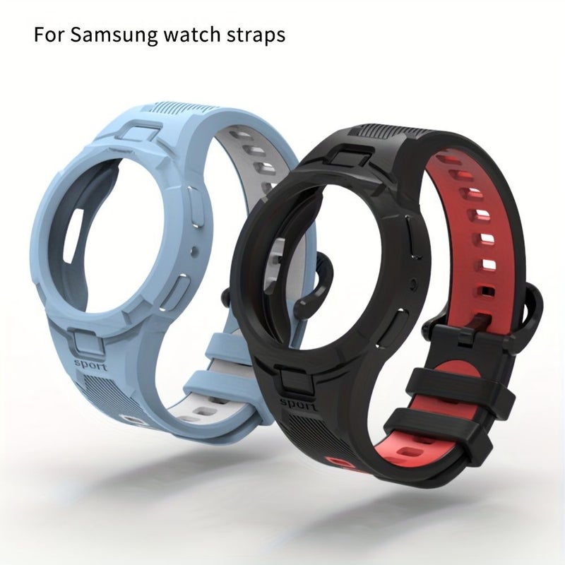 حافظة متوافقة مع سوار لساعة Samsung Galaxy Watch 6 5 4 فائقة النحافة 2 في 1 غطاء لساعة Galaxy 40 مم بلون أزرق فاتح وأبيض - Image 1