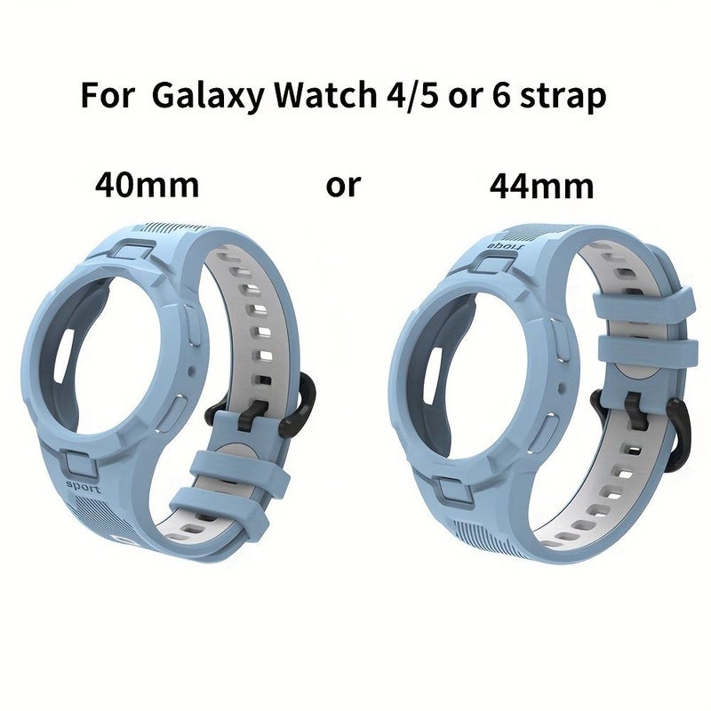 حافظة متوافقة مع سوار لساعة Samsung Galaxy Watch 6 5 4 فائقة النحافة 2 في 1 غطاء لساعة Galaxy 40 مم بلون أزرق فاتح وأبيض - Image 3
