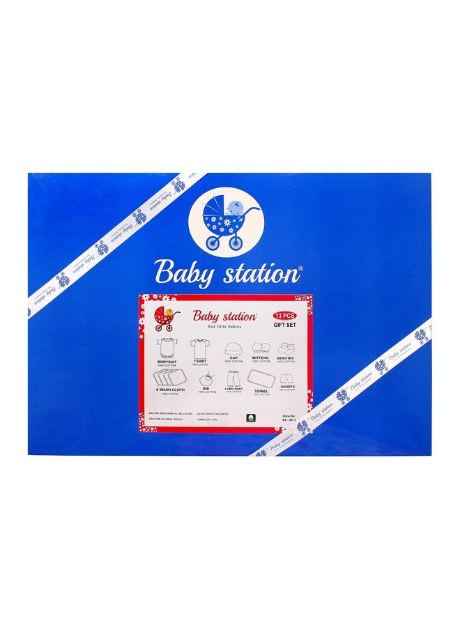 Baby Station Cotton Gift Set For New Born Unisex- 13 Pieces (Blue)  - Image 4