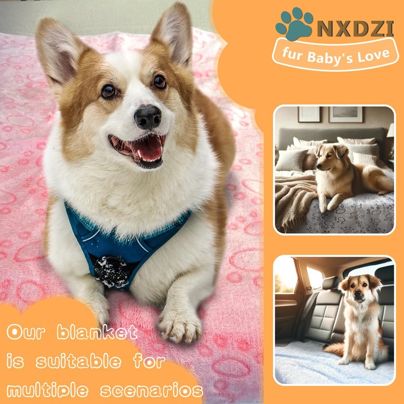 NXDZI 3 Pack Dog Blankets for Small Dogs, 23''x16'' Washable Dog Blanket, Soft Pet Blankets for Catã€Rabbitã€Guinea Pig Small Animal Fleece Bedding Cute Claw Pattern Rabbit Bedding - Image 4