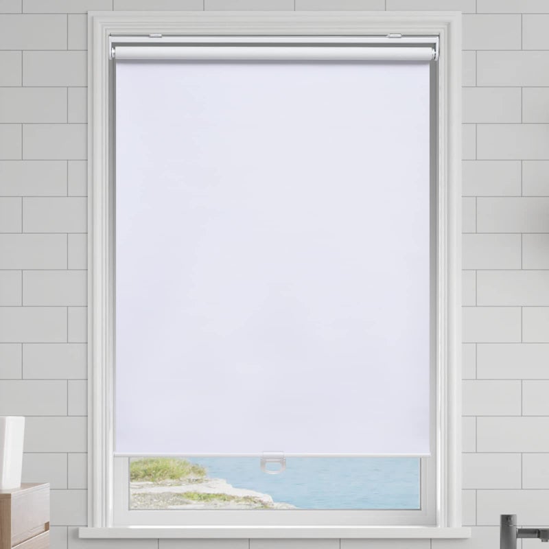 AOSKY Cordless Roller Shades Blackout Blinds for Windows Room Darkening Rolled Up Shades with Spring System, UV Protection Window Shades Door Blinds for Home and Office (22" W x 72" H, White) - Image 2