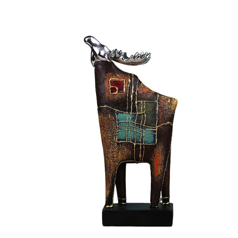Elk Looking Up at the Stars Resin Sculpture - Elegant European Romantic Artwork for Home Decor, Unique Gift for Thanksgiving, Graduation, and Special Occasions - Image 1