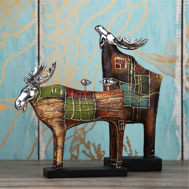Elk Looking Up at the Stars Resin Sculpture - Elegant European Romantic Artwork for Home Decor, Unique Gift for Thanksgiving, Graduation, and Special Occasions - Image 2