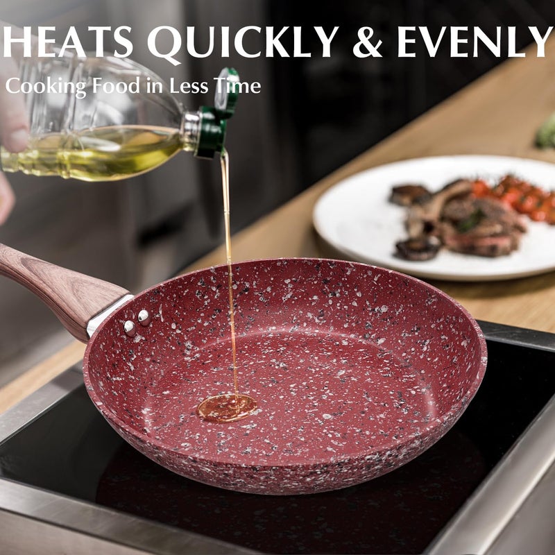 KOCH SYSTEME CS 8" Nonstick Frying Pan - Frying Pan with Natural Textured Bakelite Handle, 100% APEO & PFOA-Free Granite Coating, Stone Earth Frying Pan and Skillet Cookware, Ideal for Self-Cooking - Image 3