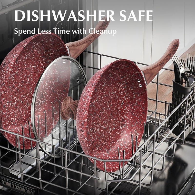 KOCH SYSTEME CS 8" Nonstick Frying Pan - Frying Pan with Natural Textured Bakelite Handle, 100% APEO & PFOA-Free Granite Coating, Stone Earth Frying Pan and Skillet Cookware, Ideal for Self-Cooking - Image 4