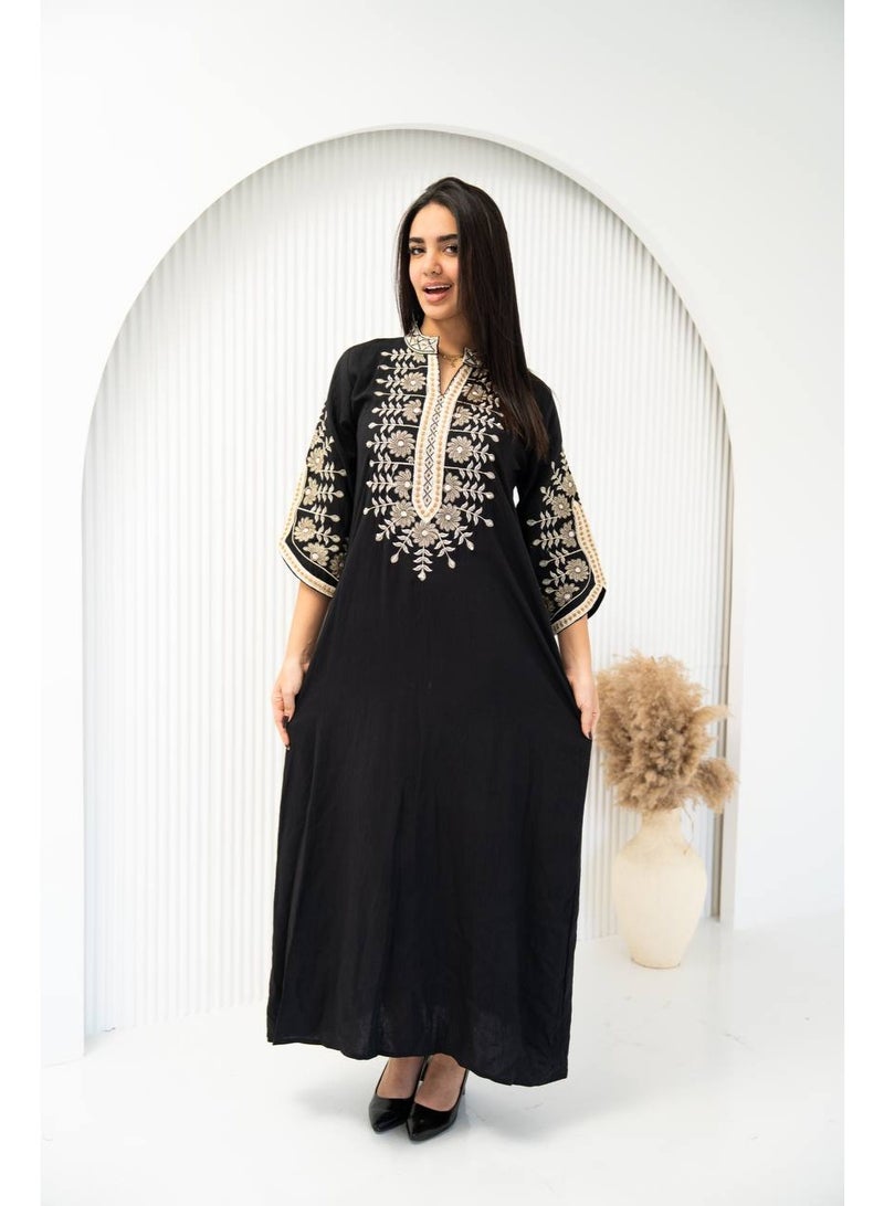Brides Cotton jalabiya with luxurious embroidery - Image 1