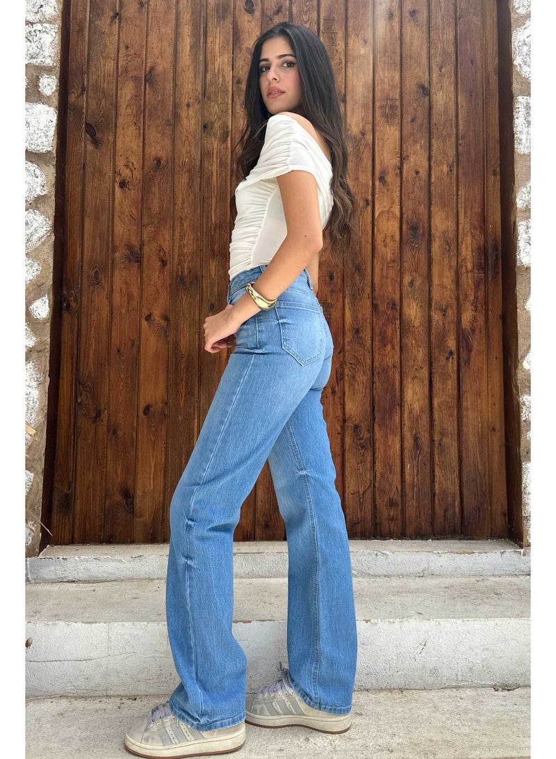 CIZARO Ultra Comfort | Classic Blue Washed Straight-Leg Jeans - Image 3
