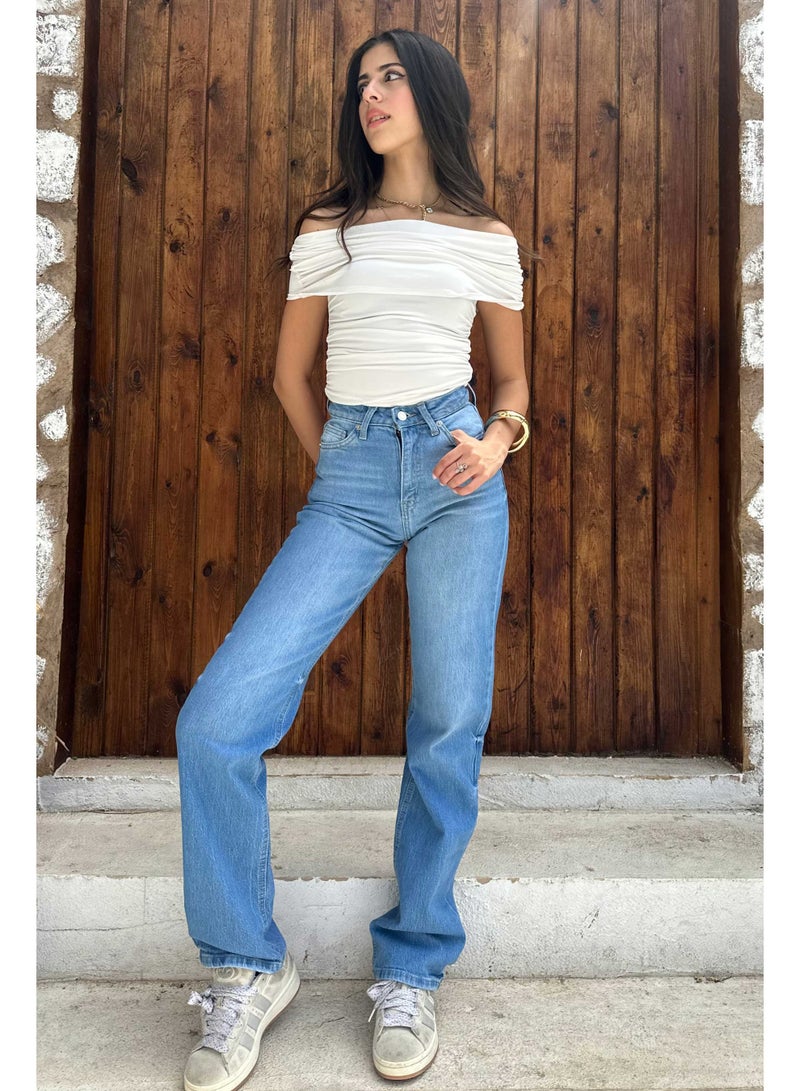 CIZARO Ultra Comfort | Classic Blue Washed Straight-Leg Jeans - Image 4