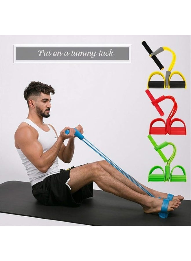 voxciy Tension Rope 4 Tube Puller Elastic Sit Up Pull Rope Home Gym Sport Training Equipment Pedal Ankle Abdominal Exerciser Fitness, - Image 2